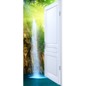 Sticker Porte Effet Ouvert Cascade Dans La Forêt