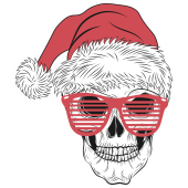 Autocollant Tête de mort Noël 6