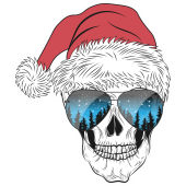 Autocollant Tête de mort Noël 5