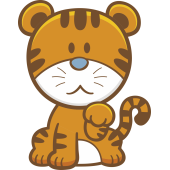 Autocollant Enfant Tigre Mignon
