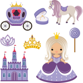 Autocollant Kit Enfant Princesse Et Châteaux Violet