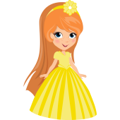 Autocollant Princesse Robe Jaune