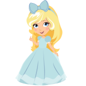 Autocollant Princesse Robe Bleu