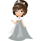 Autocollant Princesse Robe Grise