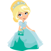 Autocollant Princesse Robe Bleu Vert