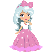 Autocollant Princesse Robe Rose Blanc