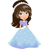 Autocollant Princesse Robe Bleu 1