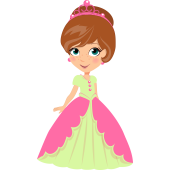 Autocollant Princesse Robe Jaune Rose