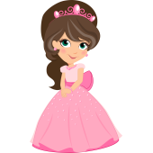 Autocollant Princesse Robe Rose Argentée