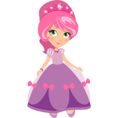 Autocollant Princesse Robe Rose Nuds