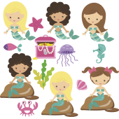 Autocollant Kit Enfant Princesse Sirène