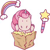 Autocollant Licorne Pop Corn