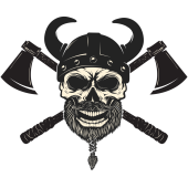 Autocollant Viking Skull Hache