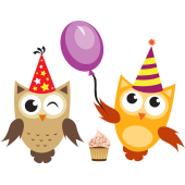 Autocollant Chouette Anniversaire Muffin