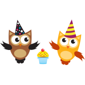 Autocollant Chouette Anniversaire Muffin 2