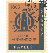 Autocollant Timbre Vintage Mer Voyage