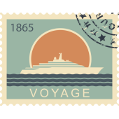 Autocollant Timbre Vintage Voyage