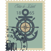 Autocollant Timbre Vintage Ancre
