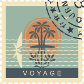 Autocollant Timbre Vintage Voyage 2