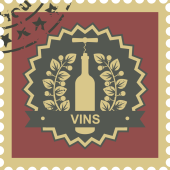 Autocollant Timbre Vintage Vins
