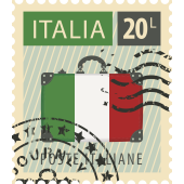 Autocollant Timbre Vintage Italie