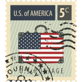Autocollant Timbre Vintage Amerique