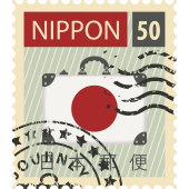 Autocollant Timbre Vintage Japon 1