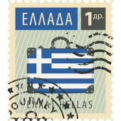 Autocollant Timbre Vintage Grèce