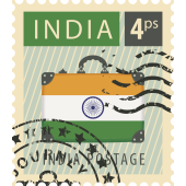 Autocollant Timbre Vintage Inde