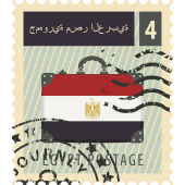Autocollant Timbre Vintage Egypte
