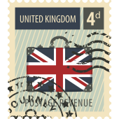 Autocollant Timbre Vintage Angleterre