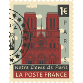 Autocollant Timbre Vintage Notre Dame