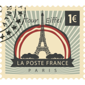 Autocollant Timbre Vintage Tour Eiffel