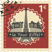 Autocollant Timbre Vintage Tour Eiffel 2
