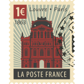 Autocollant Timbre Vintage Louvre