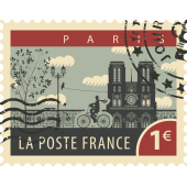Autocollant Timbre Vintage Notre Dame 2