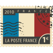 Autocollant Timbre Vintage Drapeau France
