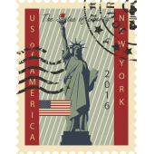 Autocollant Timbre Vintage Statue De La Liberté