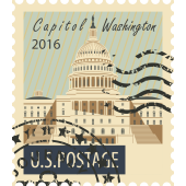 Autocollant Timbre Vintage Capitol Washington