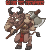 Autocollant Minotaure Garde Tes Distances