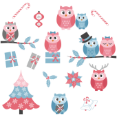 Autocollant Kit De Noël Chouettes