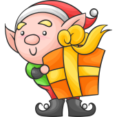 Autocollant Noël Lutin Cadeaux 1