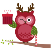 Autocollant Noël Chouette Cadeaux
