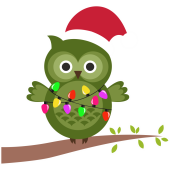Autocollant Noël Chouette Guirlande