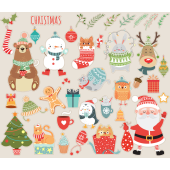 Autocollant Kit De Noël Animaux Père Noël