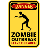 Autocollant Panneau Danger Zombie