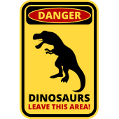 Autocollant Panneau Danger Dinosaure