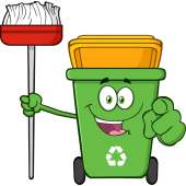 Autocollant Poubelle Respect Environnement Et Recyclage Balai