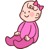 Autocollant Bébé Fille Assis