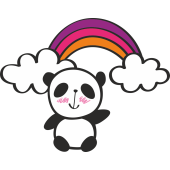 Autocollant Panda Arc En Ciel Nuage